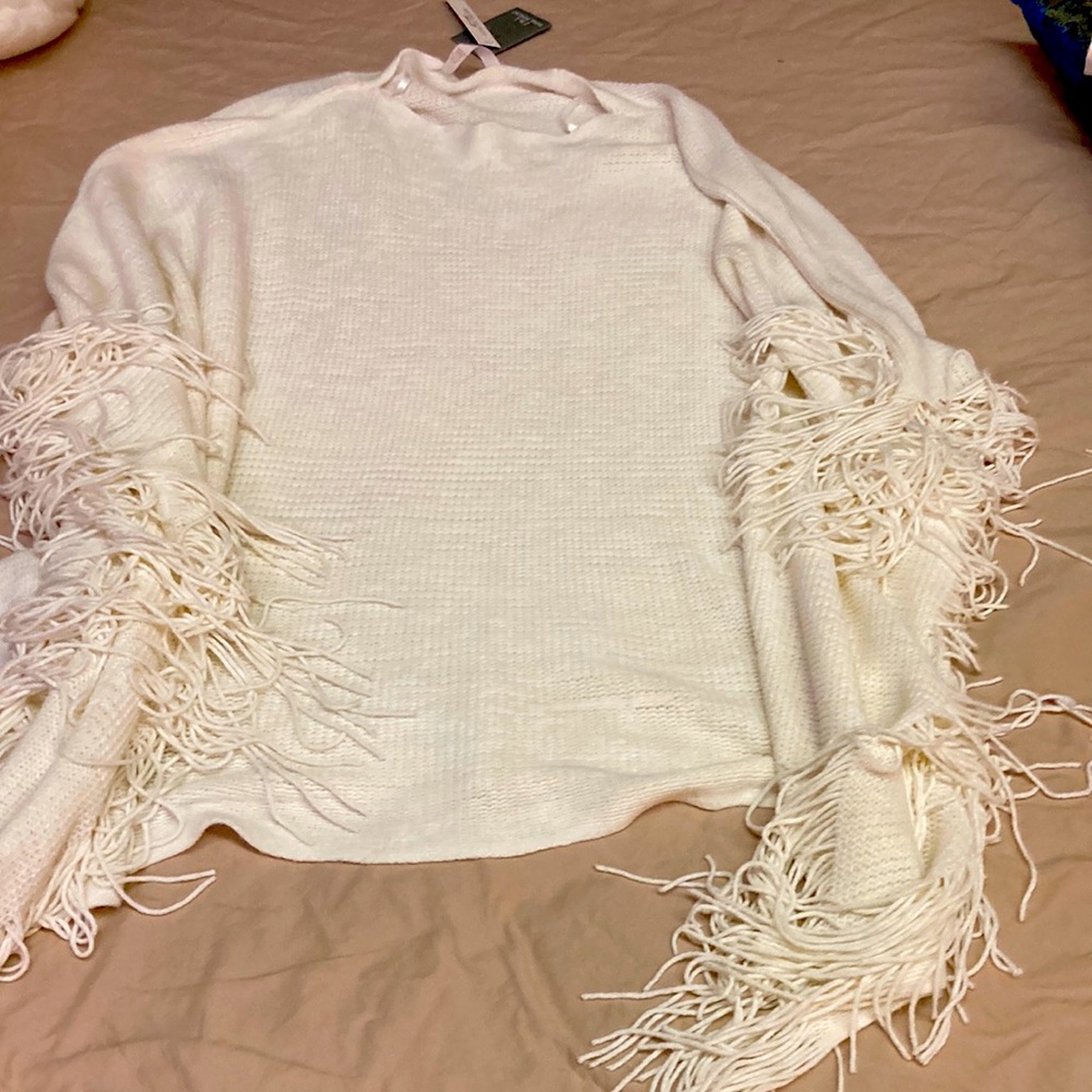 Cream color Melissa McCarthy Seven 7 Poncho shawl size 3 large new with tags